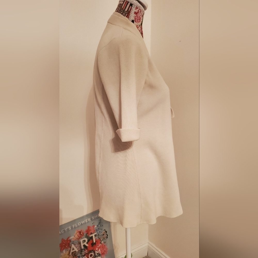 Eileen Fisher Cream Silk Cardigan Sweater, S View 3